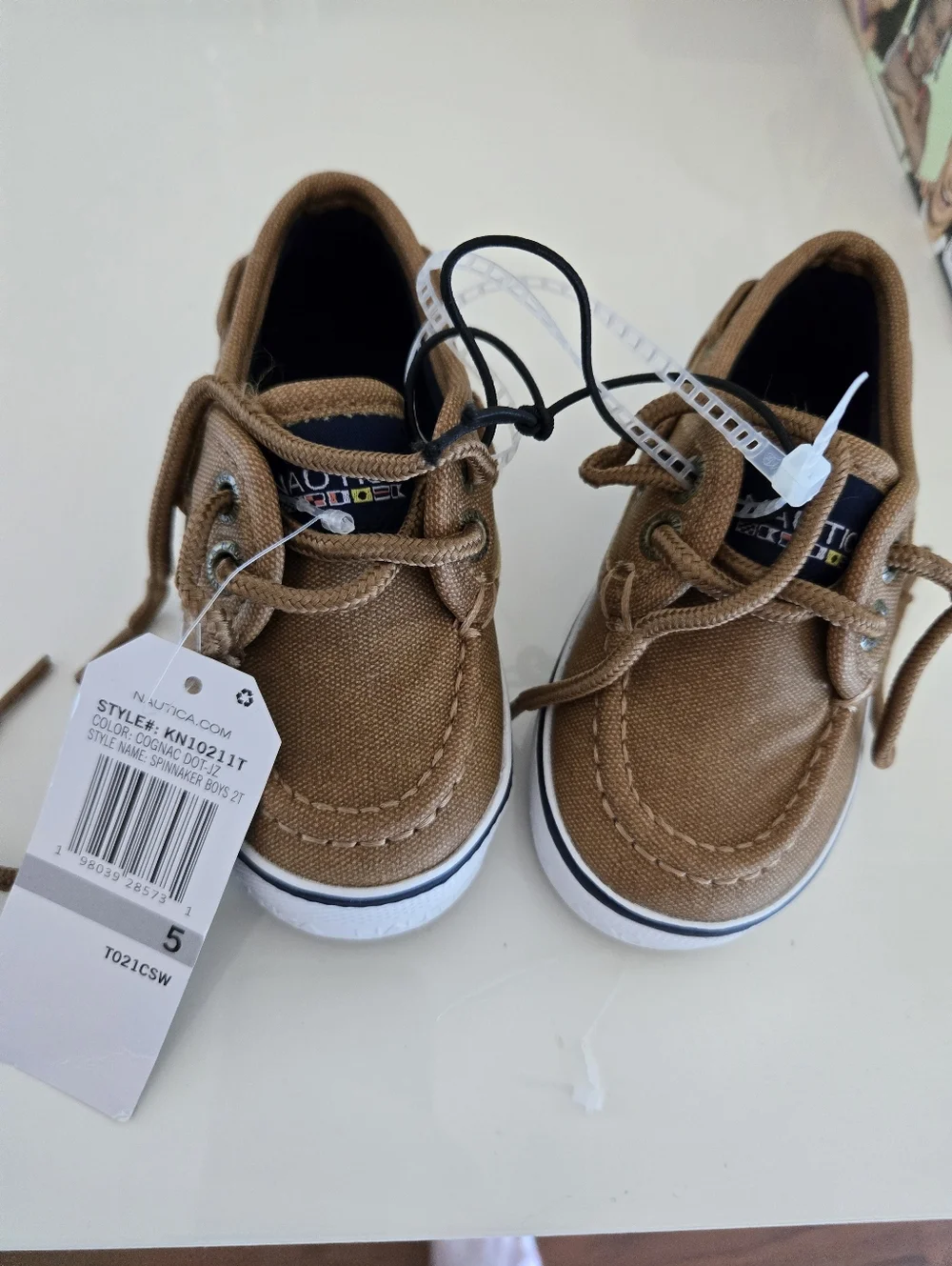 NEW! Nautica Kids Brown Canvas Moccasins Boat Shoes Size 5